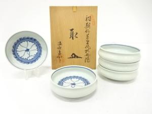 源右衛門窯造　初期伊万里風　牡丹絵　取皿　5客揃